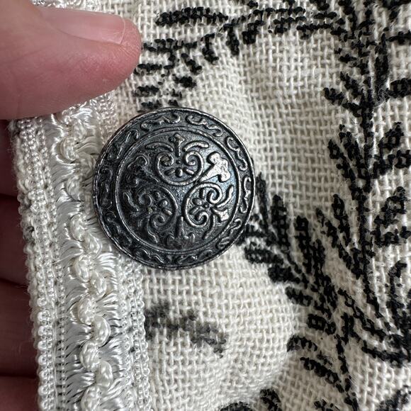 coldwater creek embroidered jacquard blazer womens large ivory black floral - Picture 13 of 15